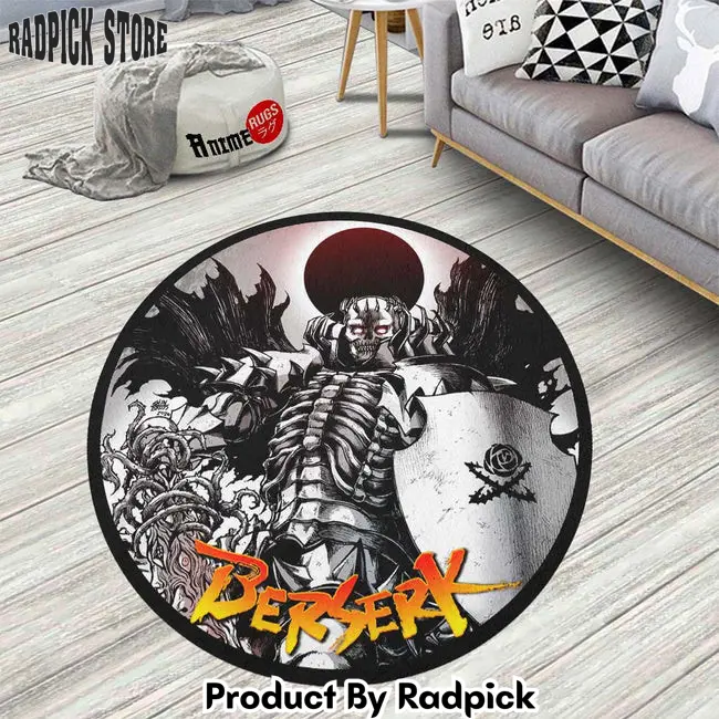 The skull knight round rug custom berserk anime circle carpet  rp0001540